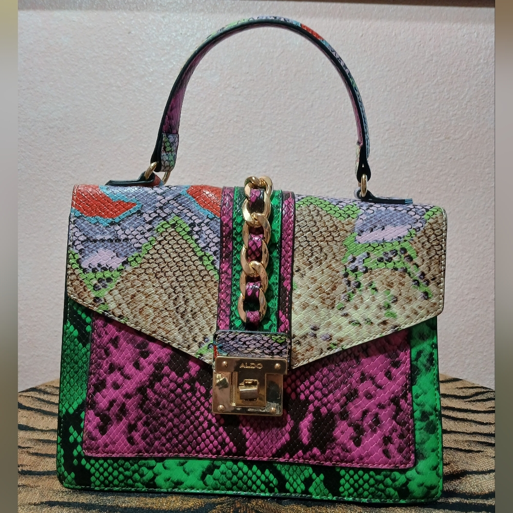 Aldo Multicolor Faux Snakeskin Print Women's Bag NWOT